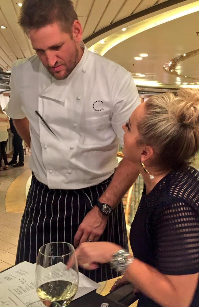 Melissa Hoyer catching up with Curtis Stone on Sun Princess