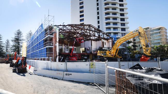 Demolition on the controversial redevelopment of the old Burleigh Theatre has started, marking the end of the 1930s building. Picture Glenn Hampson