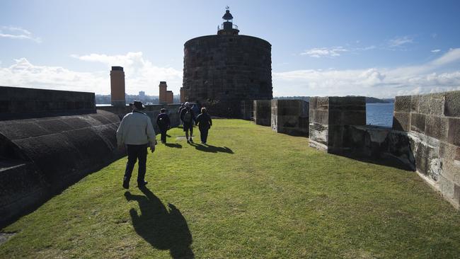 Visitors on a guided tour of Fort Denison.