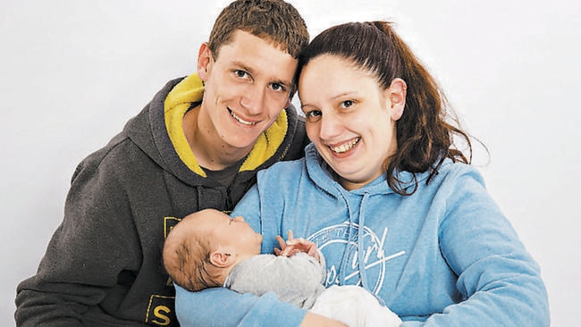 “I loved her. I still do”: Daniel Stirling with partner, Sarah Paino and their first son, Jordan, before the tragedy.