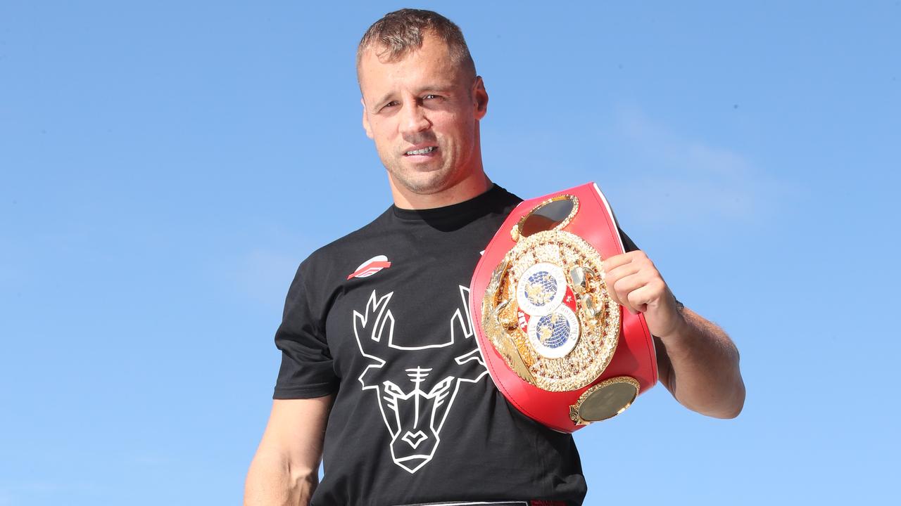 Mairis Briedis has arrived on the Gold Coast at Surfers Paradise ahead of his world title defence against Jai Opetaia. Picture Glenn Hampson