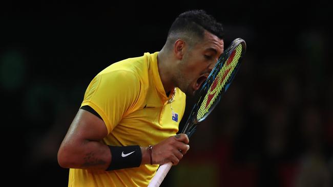 Nick Kyrgios during the loss to Belgian world No.12 David Goffin.