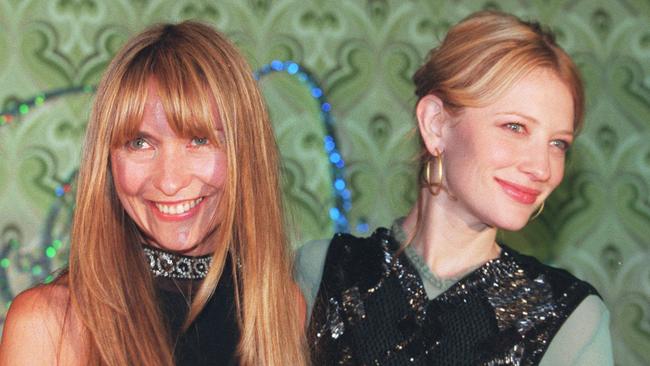 Fashion designer Collette Dinnigan (left) with actor Cate Blanchett at Fashion Week in 2000.