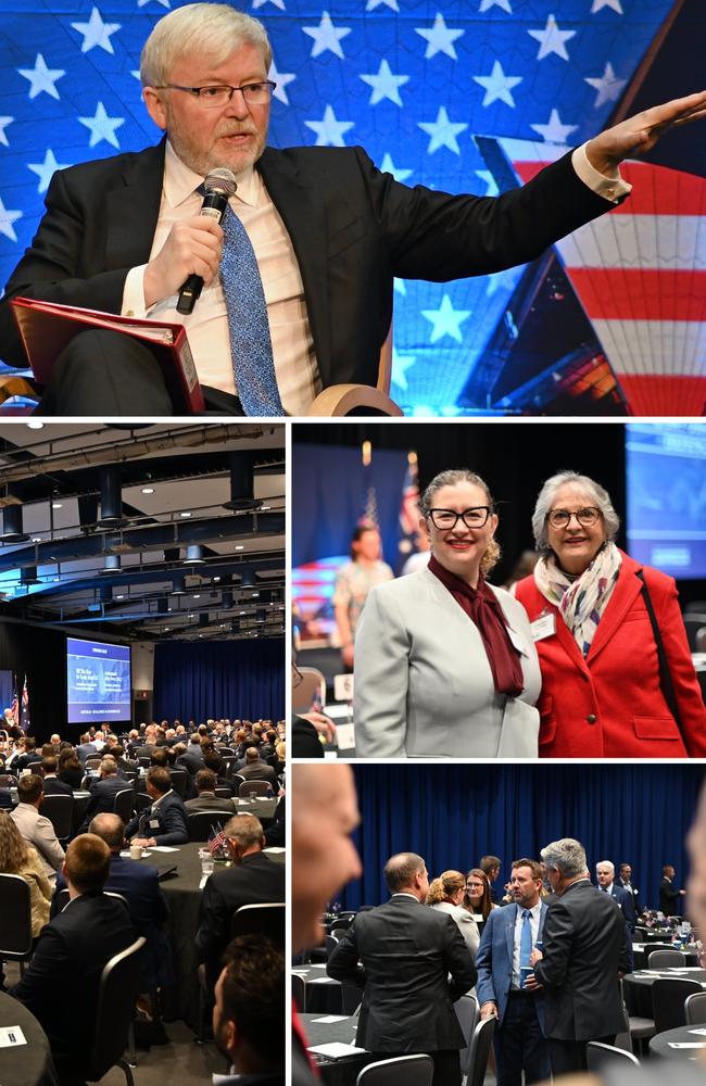 Australian ambassador to the US, Kevin Rudd, shared this photo collage from the G’Day USA Defence Industry Dialogue 2024. Picture: Twitter