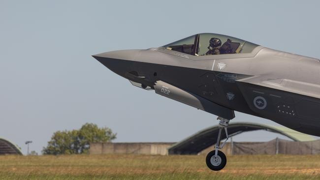 The Royal Australian Air Force's F35A Lightning II aircraft touch down for the first time at RAAF base Darwin for exercise Arnhem Thunder 21. Picture: Department of Defence/LAC Stewart Gould