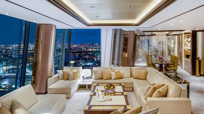 Shangri-La Suite by night at Shangri-La The Shard, London.