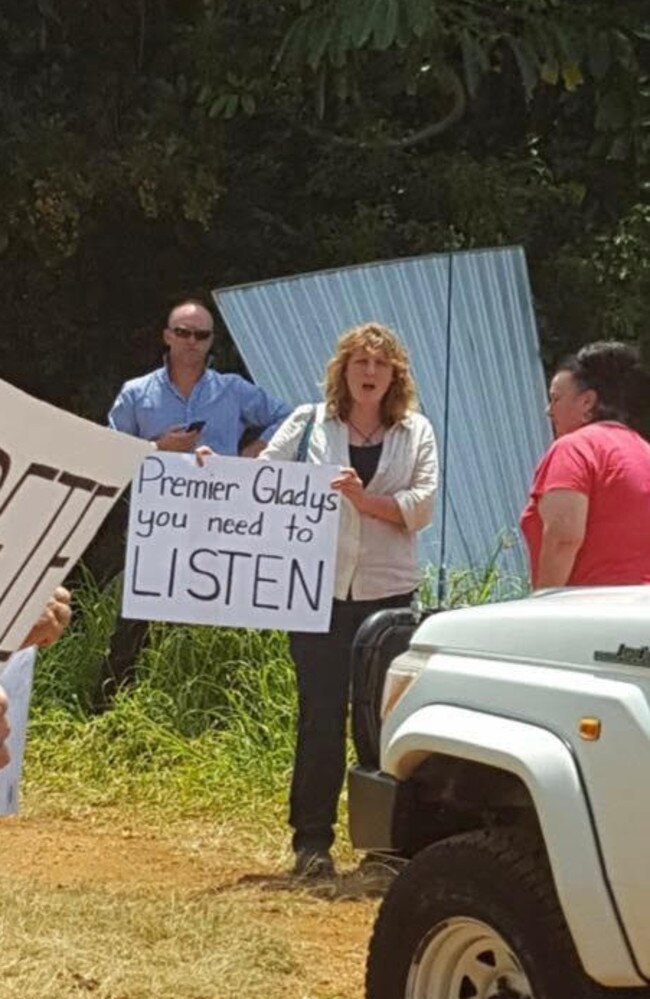 Tweed Mayor Katie Milne was one of about 130 protesters at the site for the $534 million Tweed Valley Hospital.