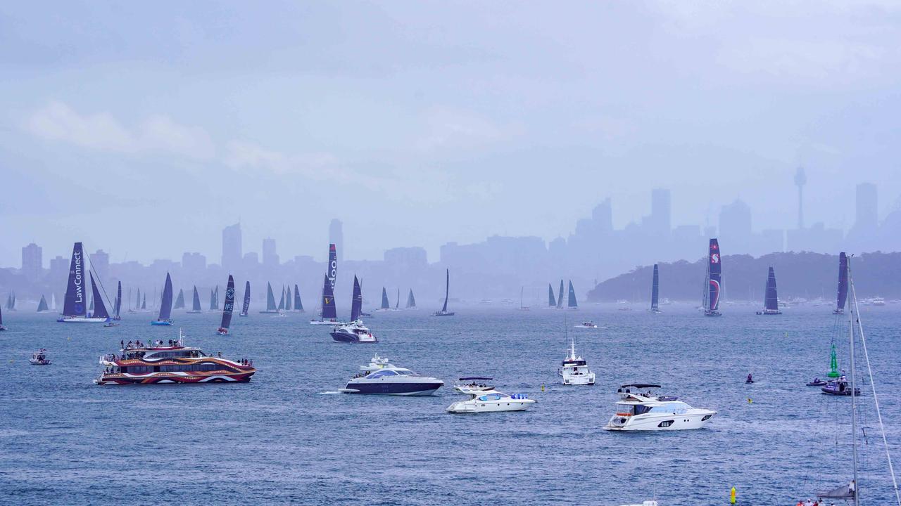 Clouds gather over Sydney as the yachts participating in the Sydney to Hobart race prepare for the start of the race. Picture: NCA NewsWire / Thomas Parrish