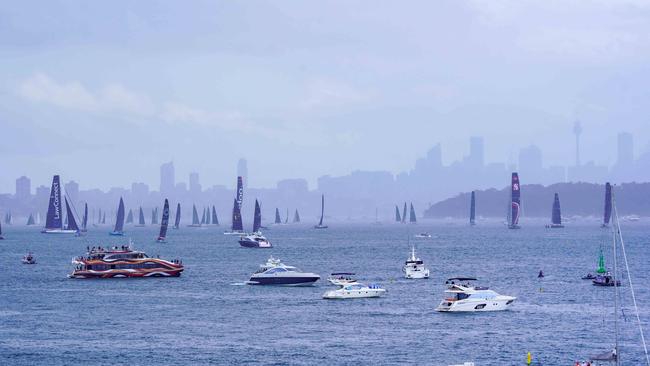 Clouds gather over Sydney as the yachts participating in the Sydney to Hobart race prepare for the start of the race. Picture: NCA NewsWire / Thomas Parrish