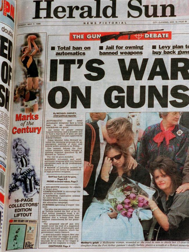 Front page of the Herald Sun newspaper in 1996.