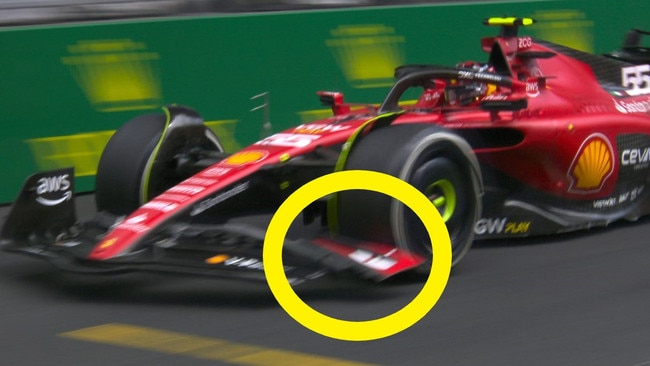 Carlos Sainz's front wing flapping in the breeze. Photo: Twitter.