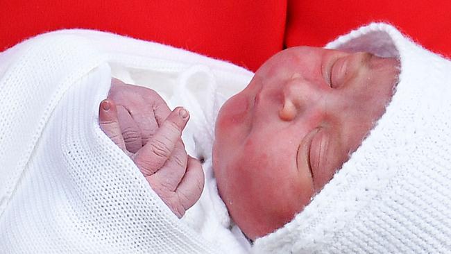 Britain's Catherine, Duchess of Cambridge holds her newly born third child. Picture: AFP