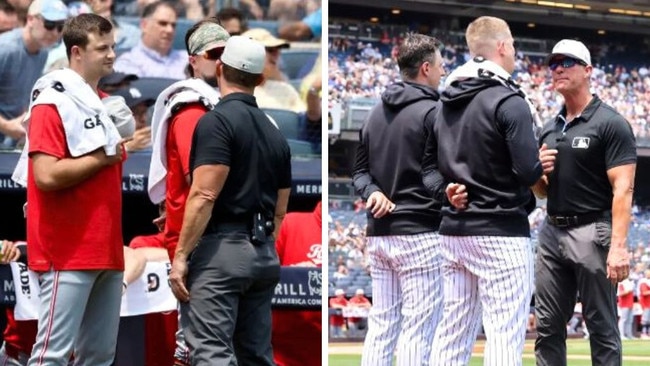 There was a bizarre scene prior to the start of Thursday’s Fourth of July matinee between the Yankees and Reds.