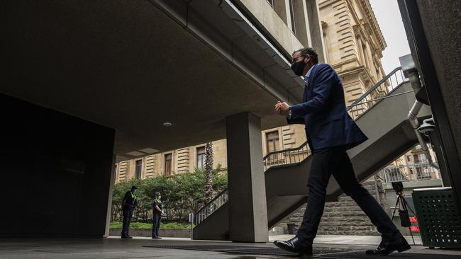 Victorian Premier Daniel Andrews leaves after speaking to the media during a press conference in Melbourne on Saturday. Picture: NCA NewsWire / Daniel Pockett