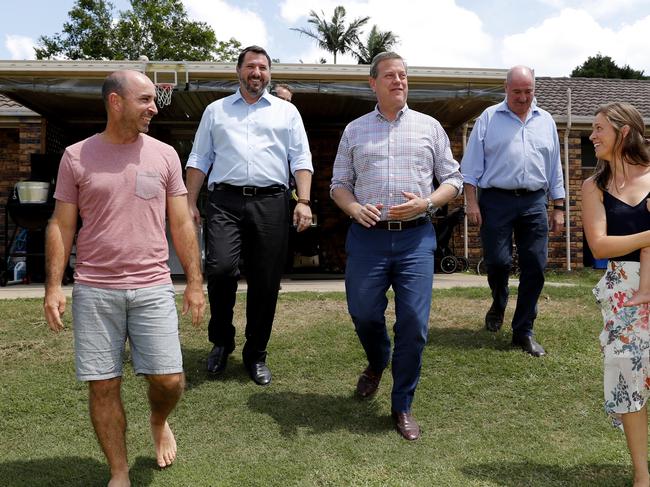 Queensland LNP leader Tim Nicholls during a visit to the residence of Andrew and Naomi Pearce in Glass House mountains, Sunshine Coast, Sunday, November 5, 2017. Mr Nicholls, announced LNP's energy plan that will save a family an average of $160 a year over two years today while touring the state as part of the 2017 Queensland election campaign. (AAP Image/Regi Varghese) NO ARCHIVING