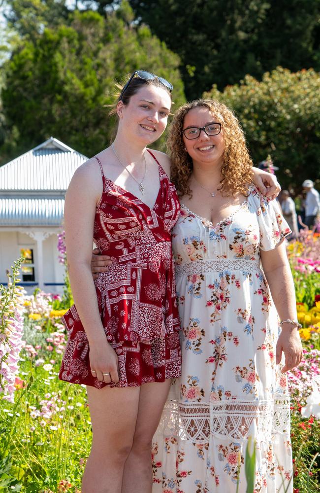 Georgie Moore (left) and Emily Searle in the Botanic Gardens, Queens Park for the Carnival of Flowers, Sunday September 22, 2024. Picture: Bev Lacey