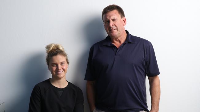 Georgia Bohl and her father, Michael, are part of the Australian swim team at the Gold Coast. Picture: Picture: David Kelly