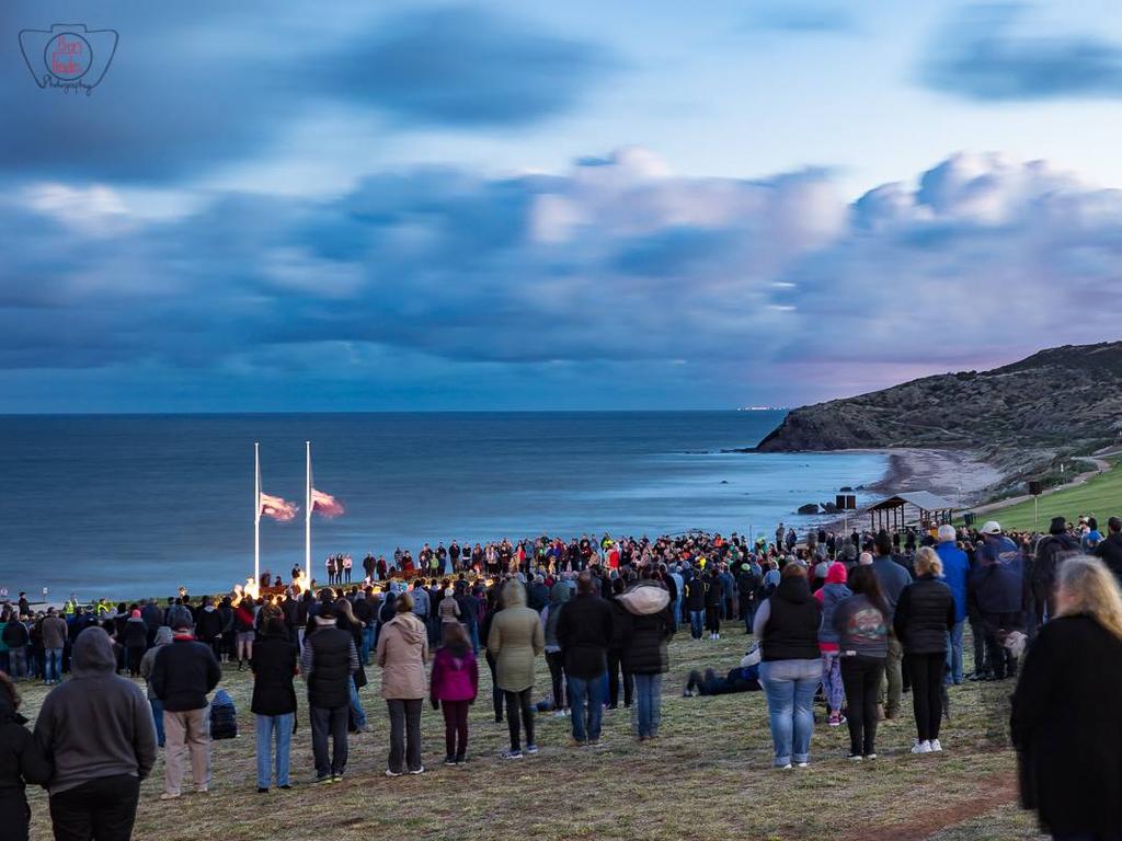 People reflect at the Hallett Cove dawn service. Picture: Ben Heide Photography