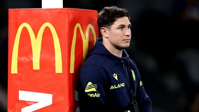 SYDNEY, AUSTRALIA - JULY 26: Mitchell Moses of the Eels looks on prior to the round 21 NRL match between Parramatta Eels and Melbourne Storm at CommBank Stadium, on July 26, 2024, in Sydney, Australia. (Photo by Brendon Thorne/Getty Images)