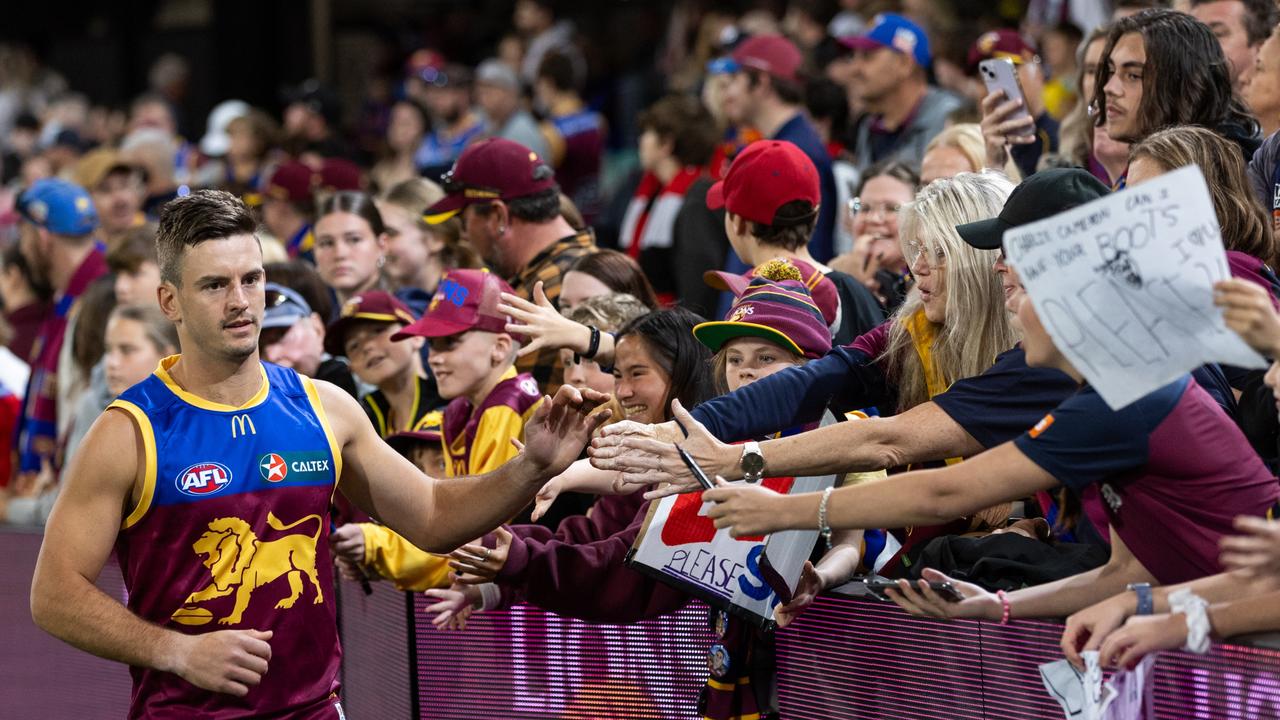 The Brisbane Lions’ on-field success has translated to booming crowd attendance figures this season. Picture: Russell Freeman/AFL Photos via Getty Images