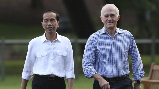 Malcolm Turnbull with Joko Widodo yesterday.