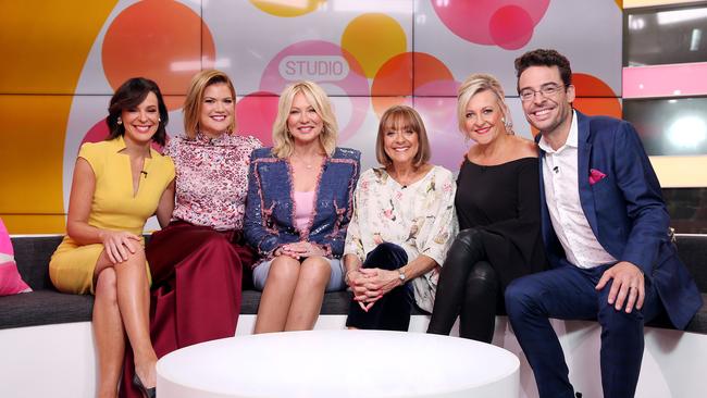 Some of Studio 10’s rotating cast - Natarsha Belling, Sarah Harris, Kerri-Anne Kennerley, Denise Drysdale, Angela Bishop and Joe Hildebrand. Picture: Tim Hunter.