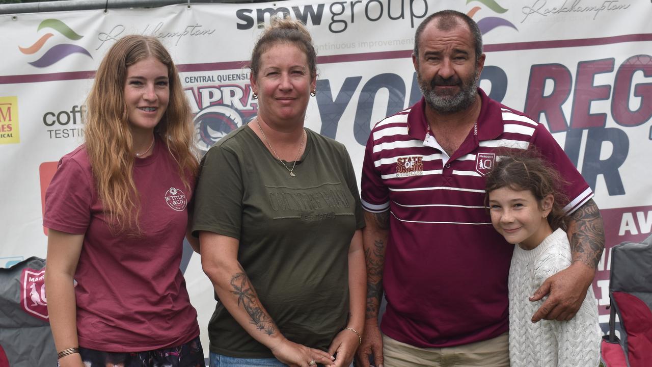 Mackay's Taylah, Heather, Luke and Cassidy Boardman at the CQ Capras versus Mackay Cutters under-17 and under-19 pre-season trials at Rugby Park, Rockhampton, on February 1, 2025.