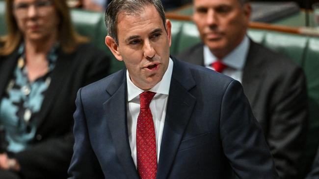 Treasurer Jim Chalmers delivers his budget speech at Parliament House on May 14, 2024. (Photo by Tracey Nearmy/Getty Images)