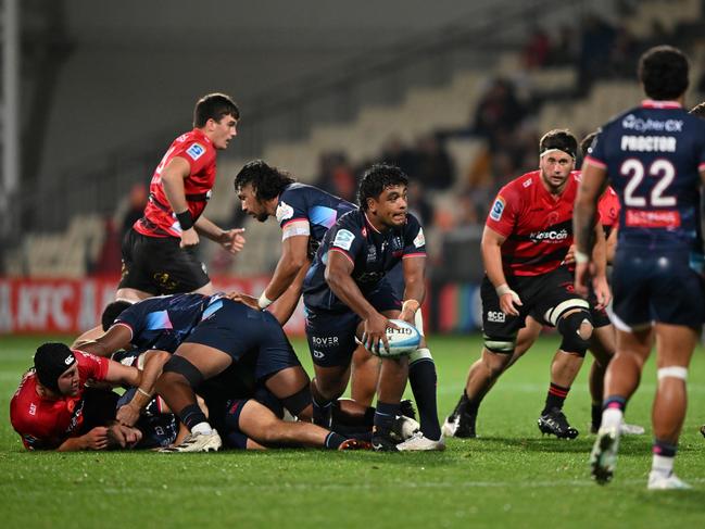 Rebels’ Isaac Kailea shapes to pass during a Super Rugby game earlier this season. Picture: Kai Schwoerer/Getty Images