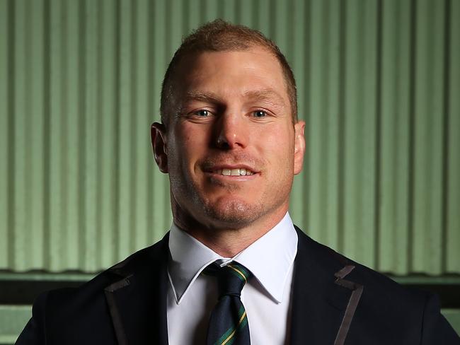 SYDNEY, AUSTRALIA - AUGUST 23: David Pocock poses for a portrait during the Australian Wallabies Rugby World Cup squad announcement at Hangar 96 on August 23, 2019 in Sydney, Australia. (Photo by Jason McCawley/Getty Images)