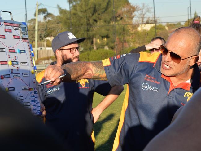 East Keilor coach Pat Christofi calls the shots. Picture:Rob Leeson