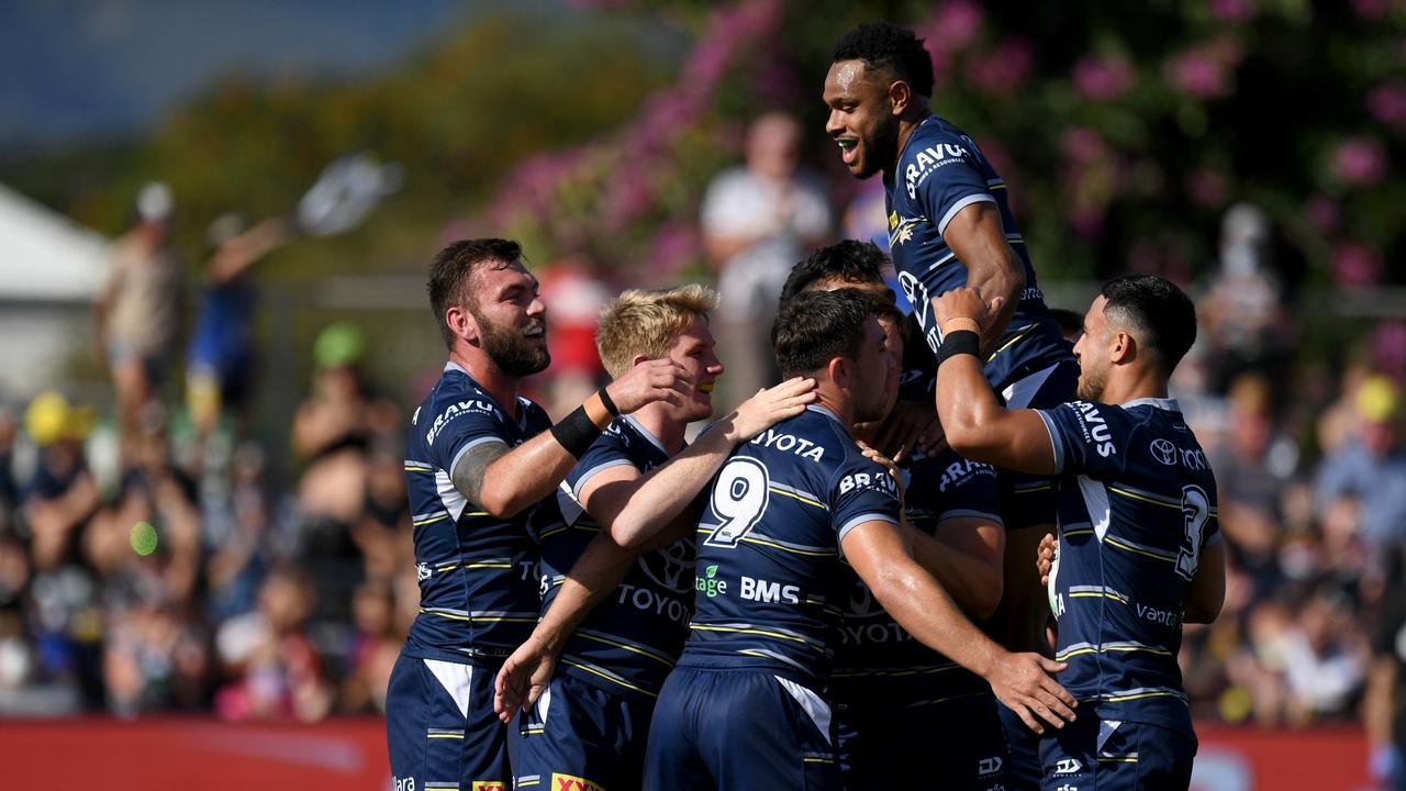 NRL 2021 RD24 St. George Illawarra Dragons v North Queensland Cowboys - Cowboys Celebration Picture NRL Images