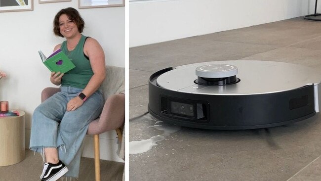 Elly Awesome relaxing as she reviews the new DEEBOT X1 robot vacuum and mop all-in-one. Pictures: Elly Awesome