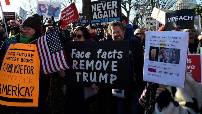 Protesters call for the impeachment of Donald Trump in Washington this week. Picture: AFP