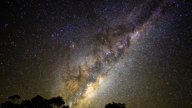 ESCAPE. Larapinta Trail, Celeste Mitchell – The Milky Way rises into the night sky from behind a clump of eucalyptus trees. Picture: istock