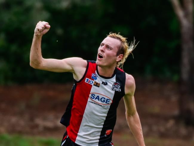 Southern Districts forward Jonathon Ross kicked five goals in the win over Darwin Buffaloes in Round 13 of the 2023-24 NTFL season. Picture: Celina Whan / AFLNT Media