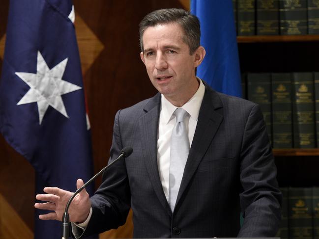 Finance Minister Simon Birmingham said Labor’s election commitments are “nothing more than slush funds”. Picture: Andrew Henshaw