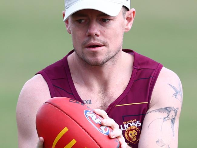 BRISBANE, AUSTRALIA - SEPTEMBER 17: Lachie Neale during a Brisbane Lions AFL Training Session at Brighton Homes Arena on September 17, 2024 in Brisbane, Australia. (Photo by Chris Hyde/Getty Images)