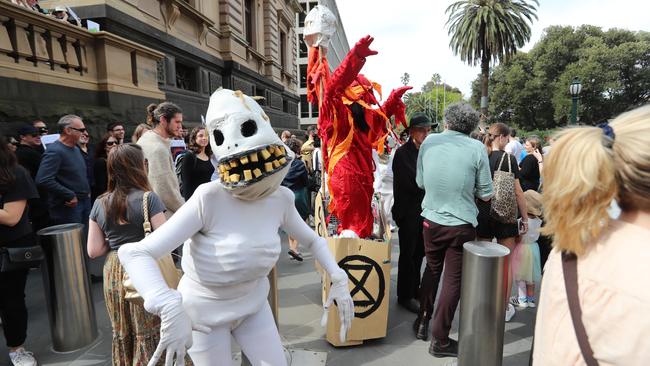 Protesters gather in Melbourne to march on climate change. Picture: Alex Coppel.