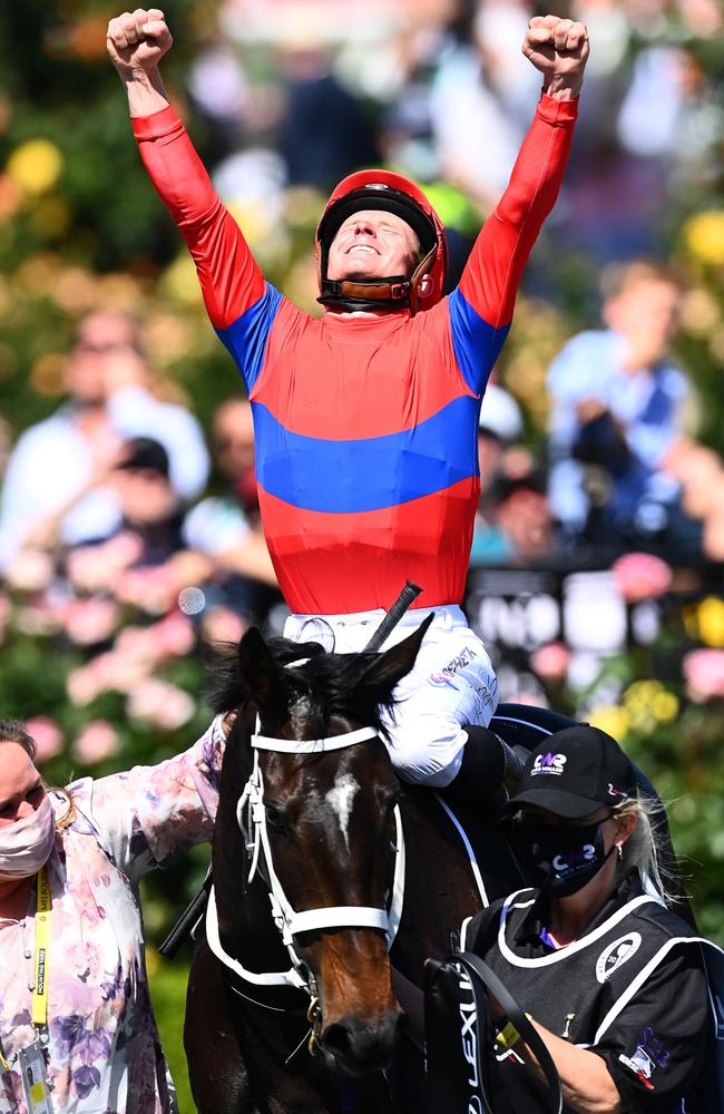 McDonald celebrates the win. Picture: Getty Images