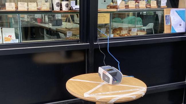 Eastland's Brioche cafe has a contactless payment terminal sitting outside its new order window. Picture: Supplied.