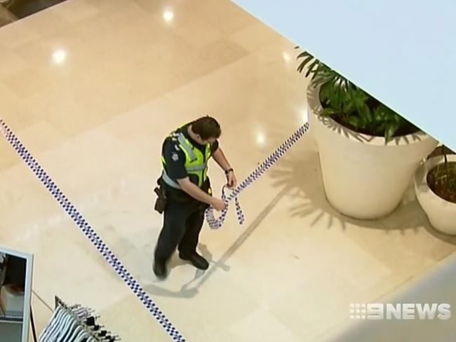 Police cordons off the scene where a woman was viciously attacked. Picture: Nine News