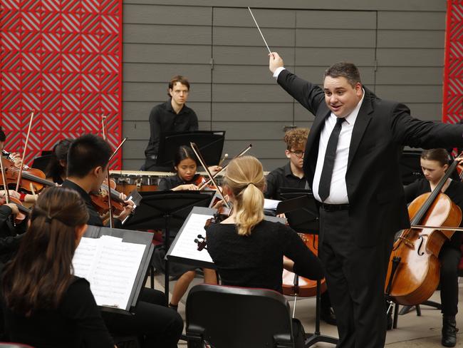 James Pensini conducting the Western Sydney Youth Orchestra. Picture: David Swift