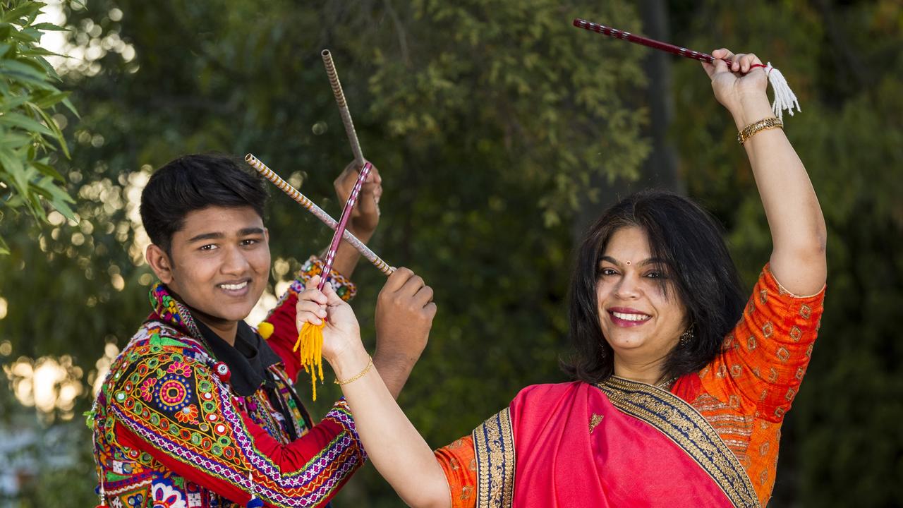 Tirth Panchal and Meghana Shah as the Indian communities of Toowoomba prepare for Navratri Celebration (Dandia), Saturday, October 9, 2021. Picture: Kevin Farmer