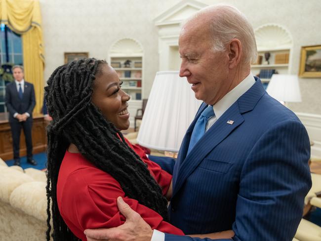 Joe Biden and Cherelle Griner embrace in Washington amid the good news. Picture: Adam Schultz/ The White House via Getty Images