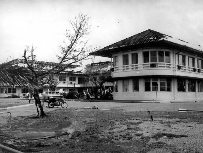 Cyclone Tracy caused major destruction to Darwin. The now defunct Hotel Darwin pictured after Cyclone Tracy. Picture: Kerry Byrnes.