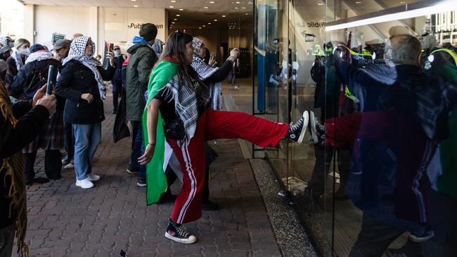 Protesters chanted “Free, free Palestine” and “Labor Party you can’t hide, you’re supporting genocide”. Picture: NCA NewsWire/Diego Fedele