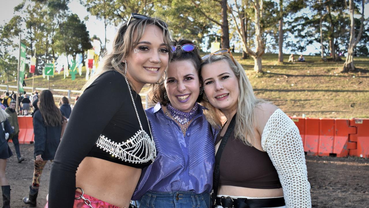 Maddy Taylor, Molly Jackson and Phoebe Parker at Splendour in the Grass, July 24,2022. Picture: Tessa Flemming