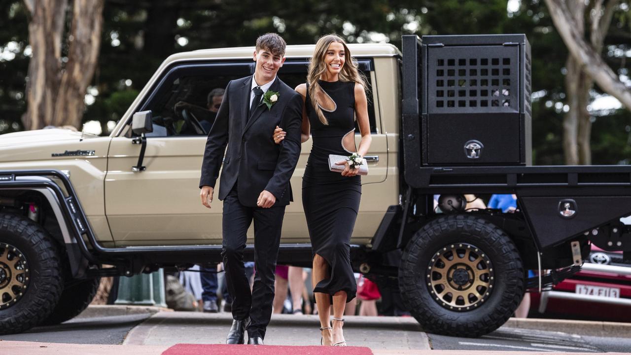 Lucas Brooking and partner Georgie Wells at St Mary's College formal at Picnic Point, Friday, March 24, 2023. Picture: Kevin Farmer