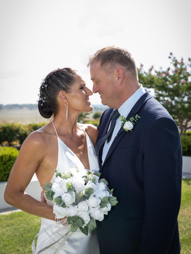 Rachel and David Wigan recently got married and were the first couple to get married at Wellcamp Airport, after a traumatic incident saw Rachel's hand almost completely severed by a lawn mower. Picture: Jacqueline Hudson